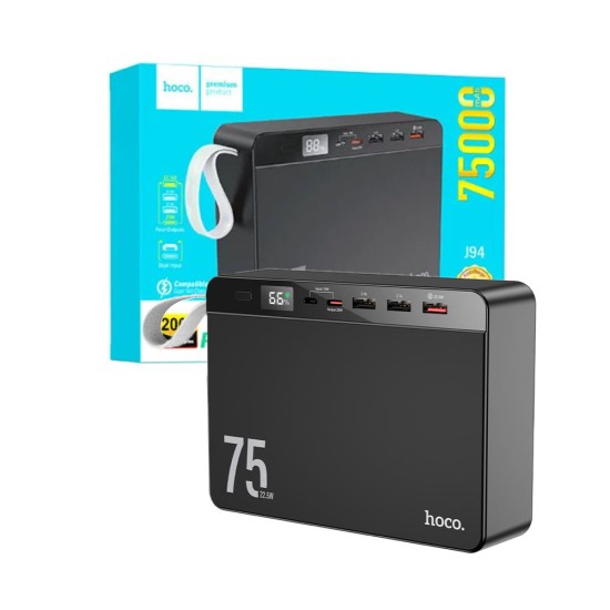 Hoco Power Bank J94 Overlord 22.5W 75000mAh Black Hoco Power Bank J94 Overlord 22.5W 75000mAh Black